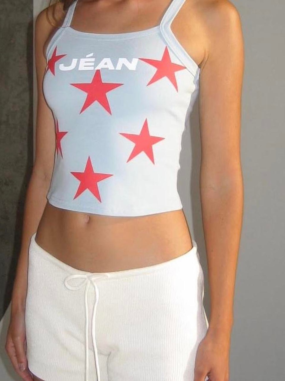 With Jean Light Blue Tank with Red Star Detail